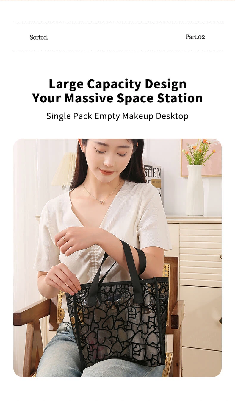 Fashionable mesh multi-size cosmetic bag-4